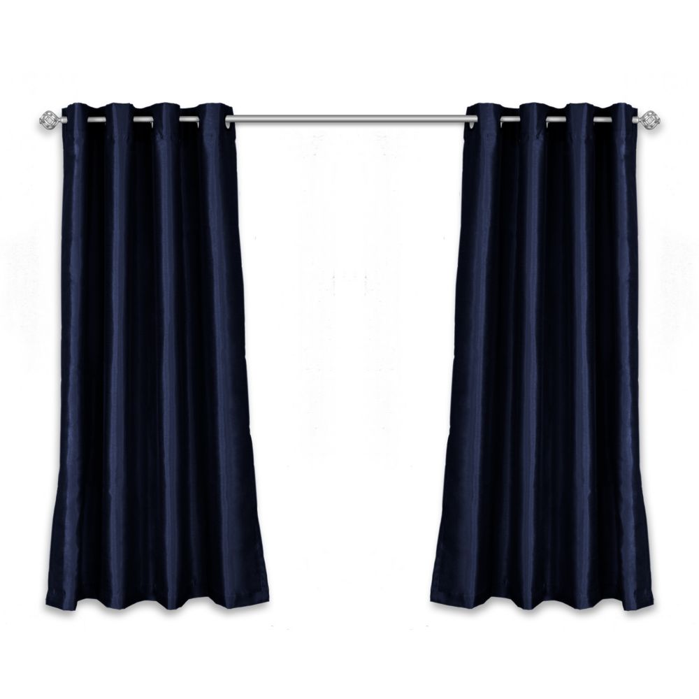 REVOLUTION HOME DECOR Blue Faux Silk Curtain 54 inch X 63 inch The