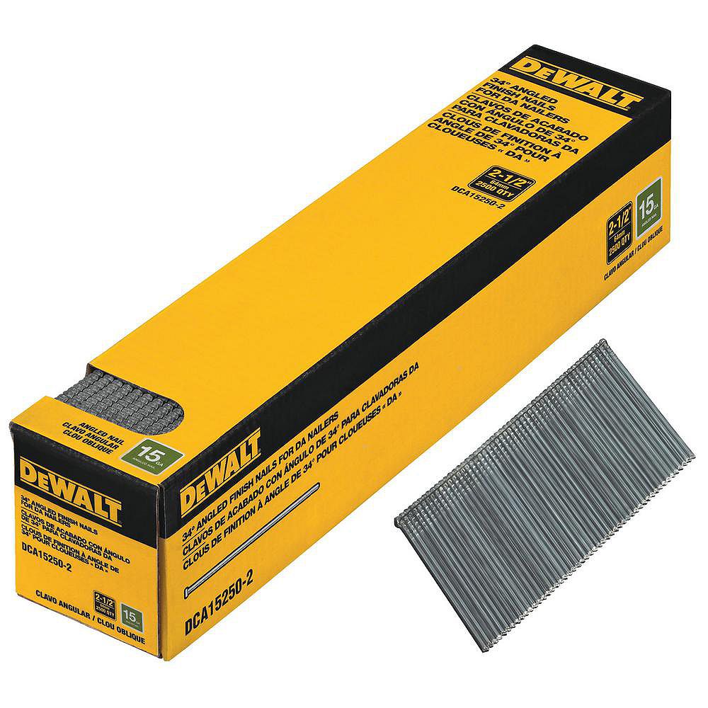 Dewalt 2 1/2inch x 15 Gauge Angled Finish Nails (2500 Pieces) The