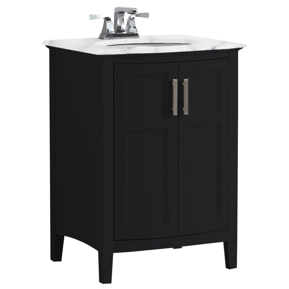 Simpli Home Winston 24 inch Contemporary Bath Vanity in Black with ...