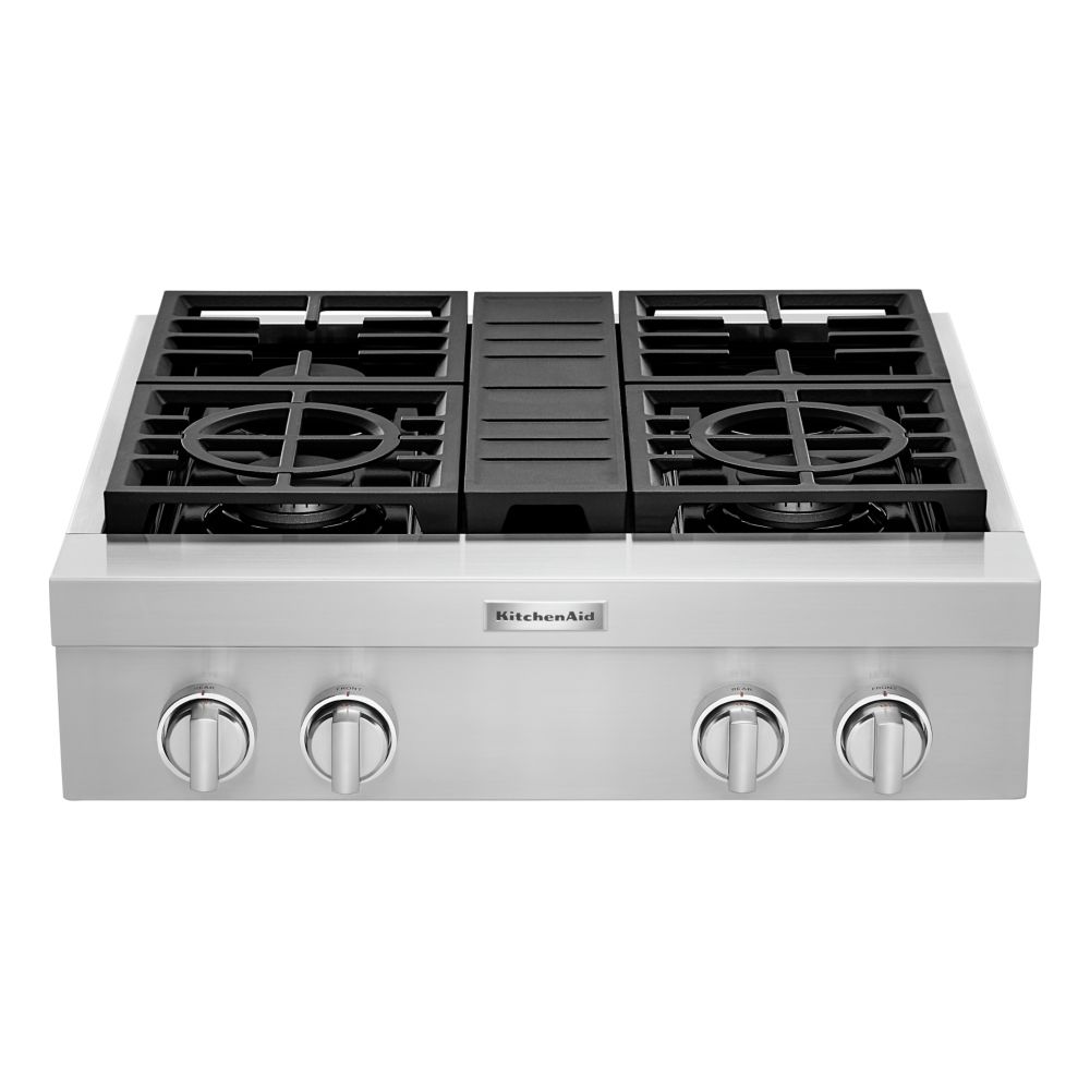 KitchenAid 30inch Gas Commercial Cooktop with 4Burners in Stainless