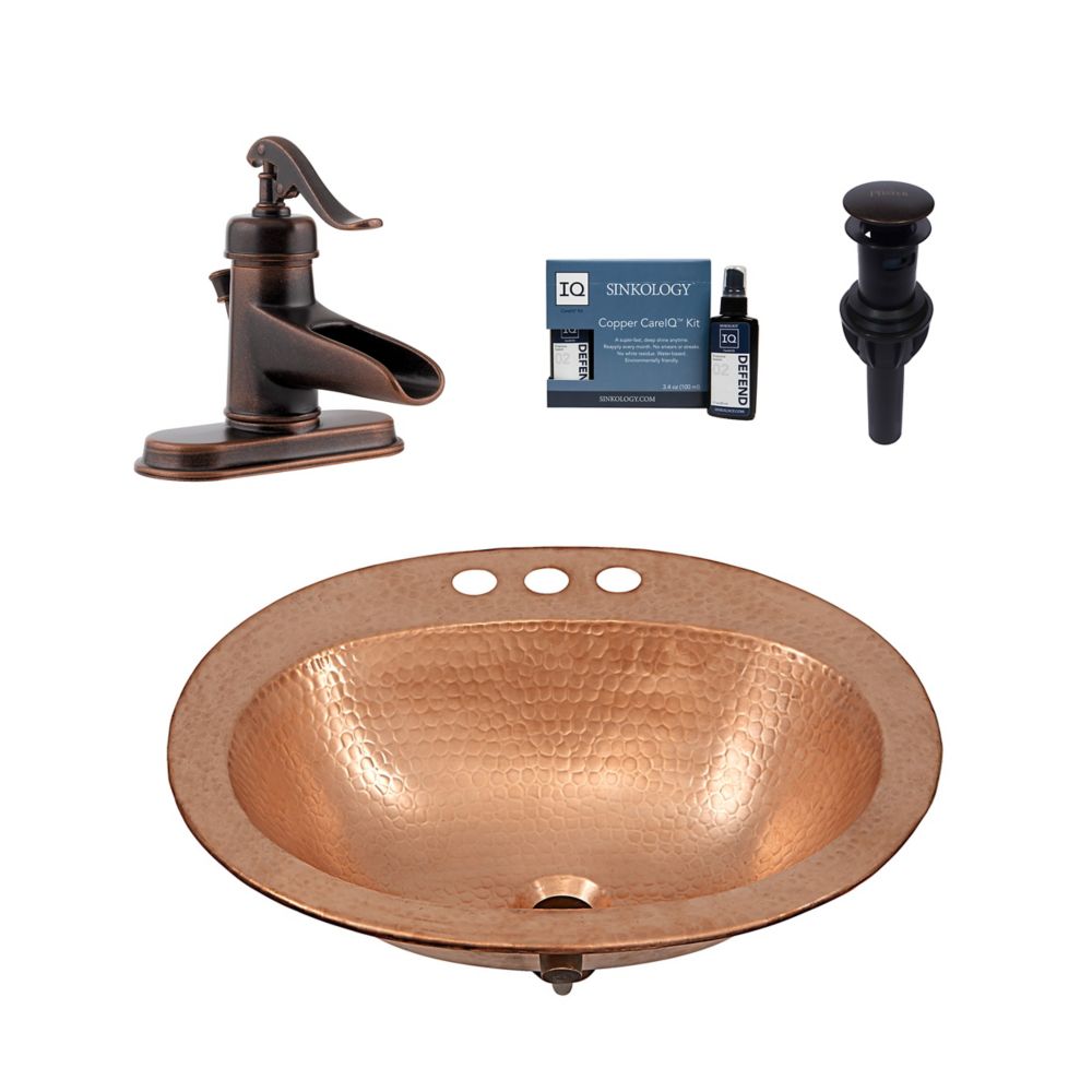 Sinkology Kelvin AllinOne DropIn Copper Bath Sink Design Kit with