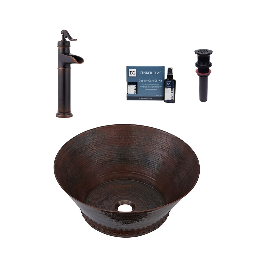 Sinkology Best All In One Vessel Copper Bath Sink Design Kit With