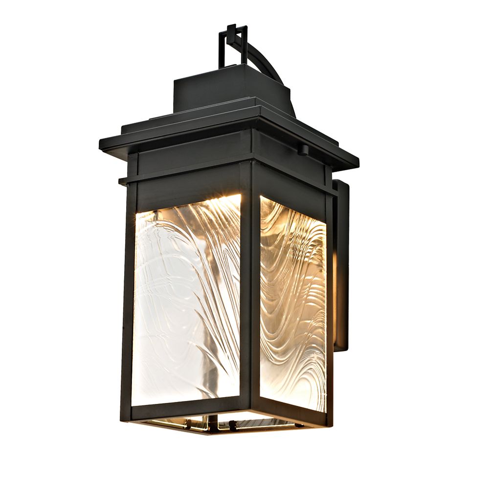 Addington Park Koya Collection LED Integrated Outdoor Wall Sconce with Watered Glass, Dark