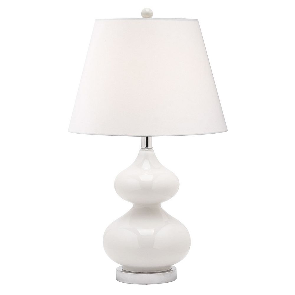 Dainolite 1 Light Incandescent Table Lamp White Glass Finish with White