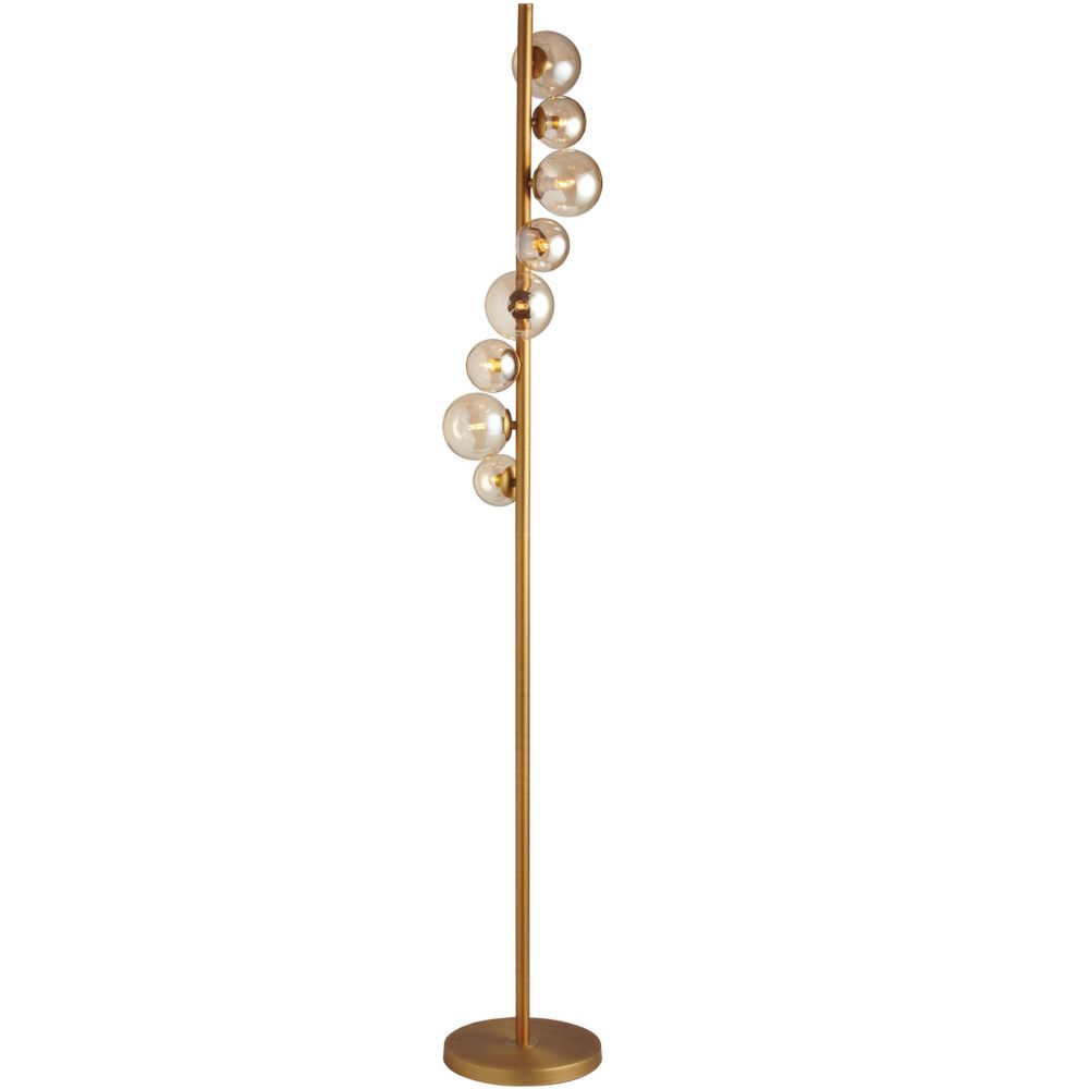 Dainolite 8 Light Halogen Floor Lamp Vintage Bronze Finish With Cognac   P 1001521479 