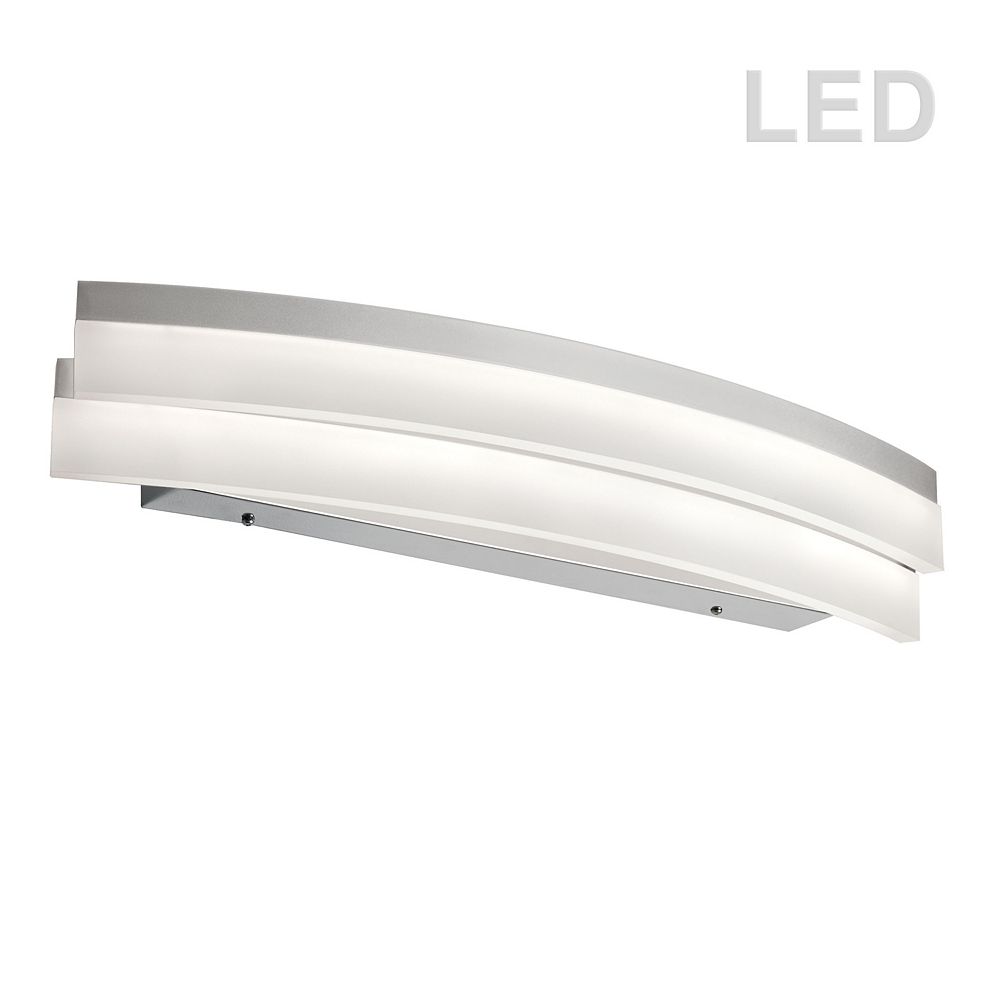 Dainolite Curved LED Vanity Fixture, Silver/Polished Chrome, Frosted