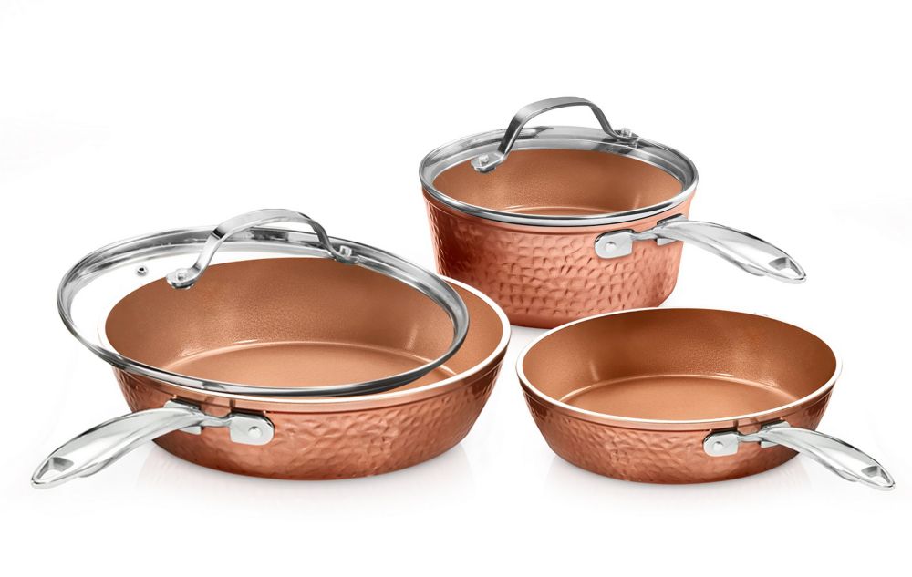 Gotham Steel 5 Piece Premium Hammered Copper NonStick Ti Ceramic