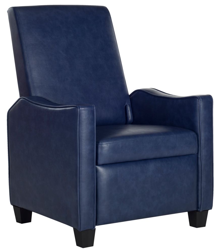 Safavieh Holden Bicast Leather Recliner Chair in Navy/Black | The Home