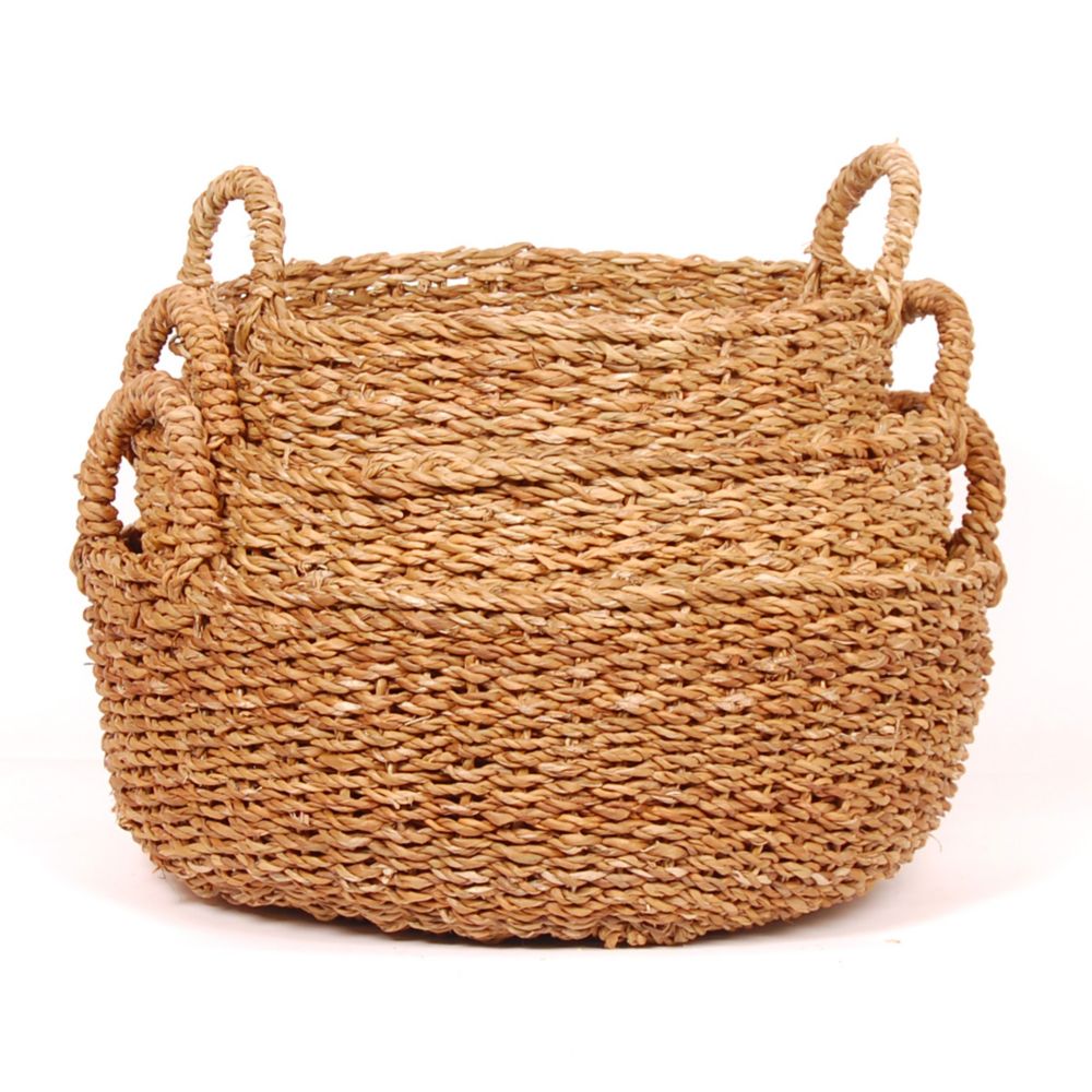 Wicker Bay 3 Piece Seagrass Shallow Round Basket Set The