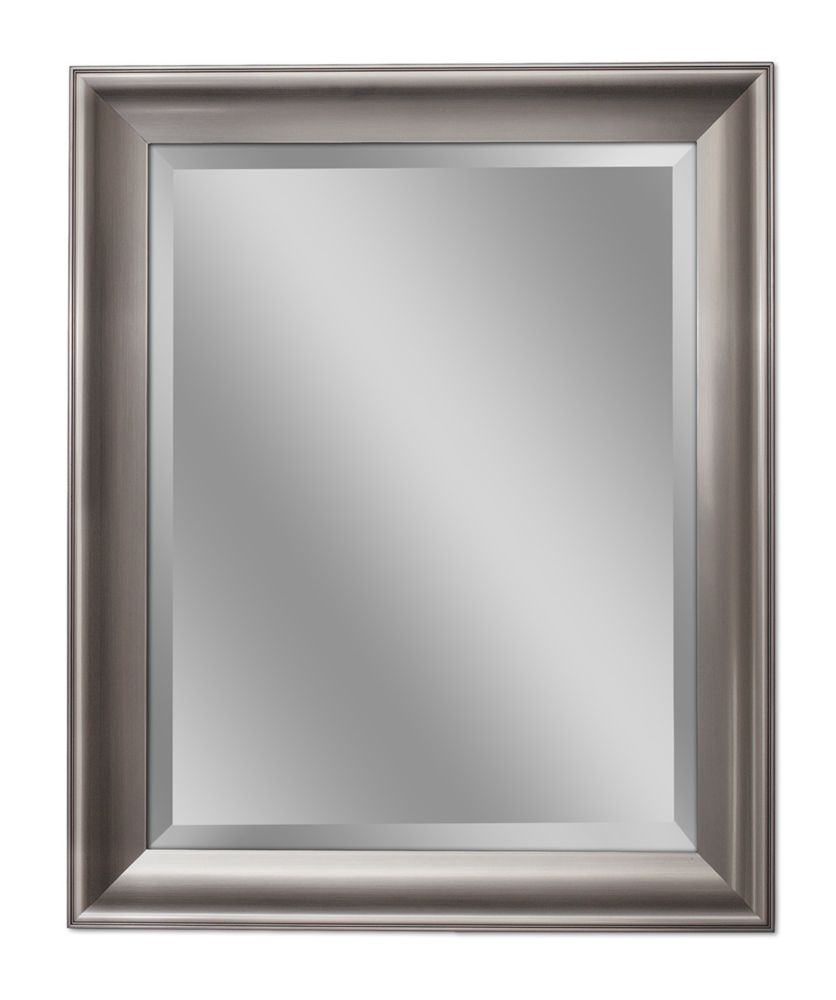 Deco Mirror 28 in. x 34 in. Transitional Brush Nickel Wall Mirror | The ...