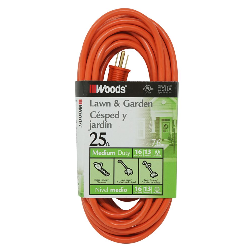 Southwire 16/3 SJTW 25 ft. Orange Outdoor Extension Cord The Home