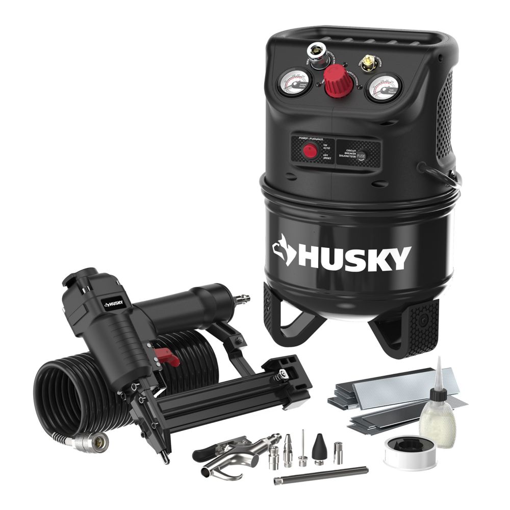Husky Husky 2 Gallon OilFree Air Compressor with Nailer Kit The Home Depot Canada