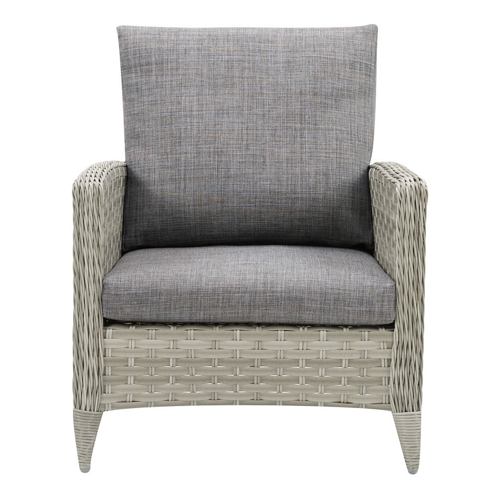 Corliving CorLiving Wide Rattan Wicker Patio Chair, Blended Grey with