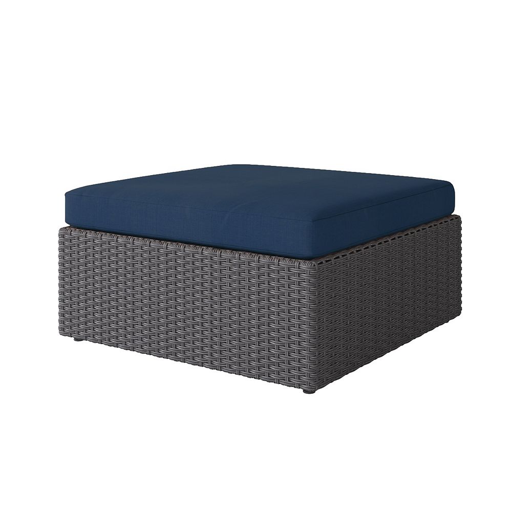 Corliving Weather Resistant Resin Wicker Oversized Patio Ottoman