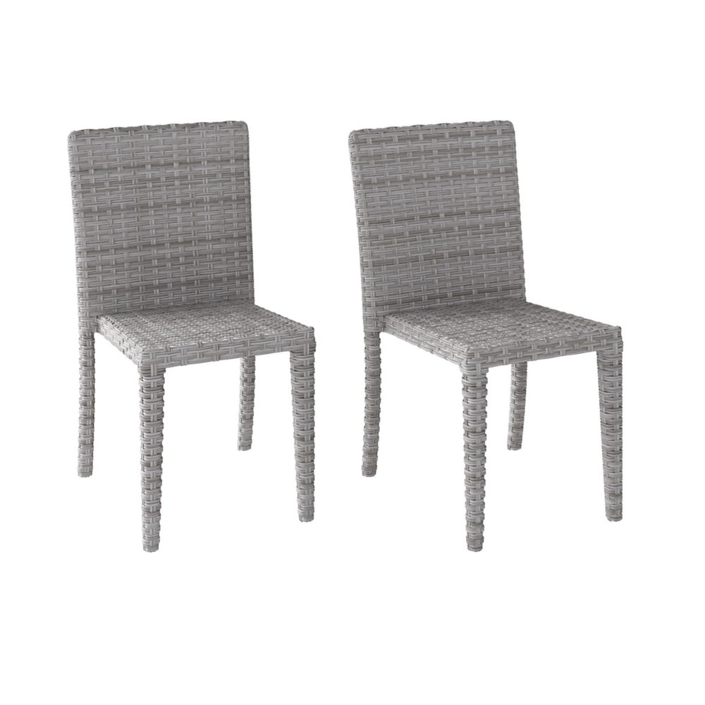 Corliving Blended Grey Rattan Wicker Dining Chairs, Set of 2 The Home