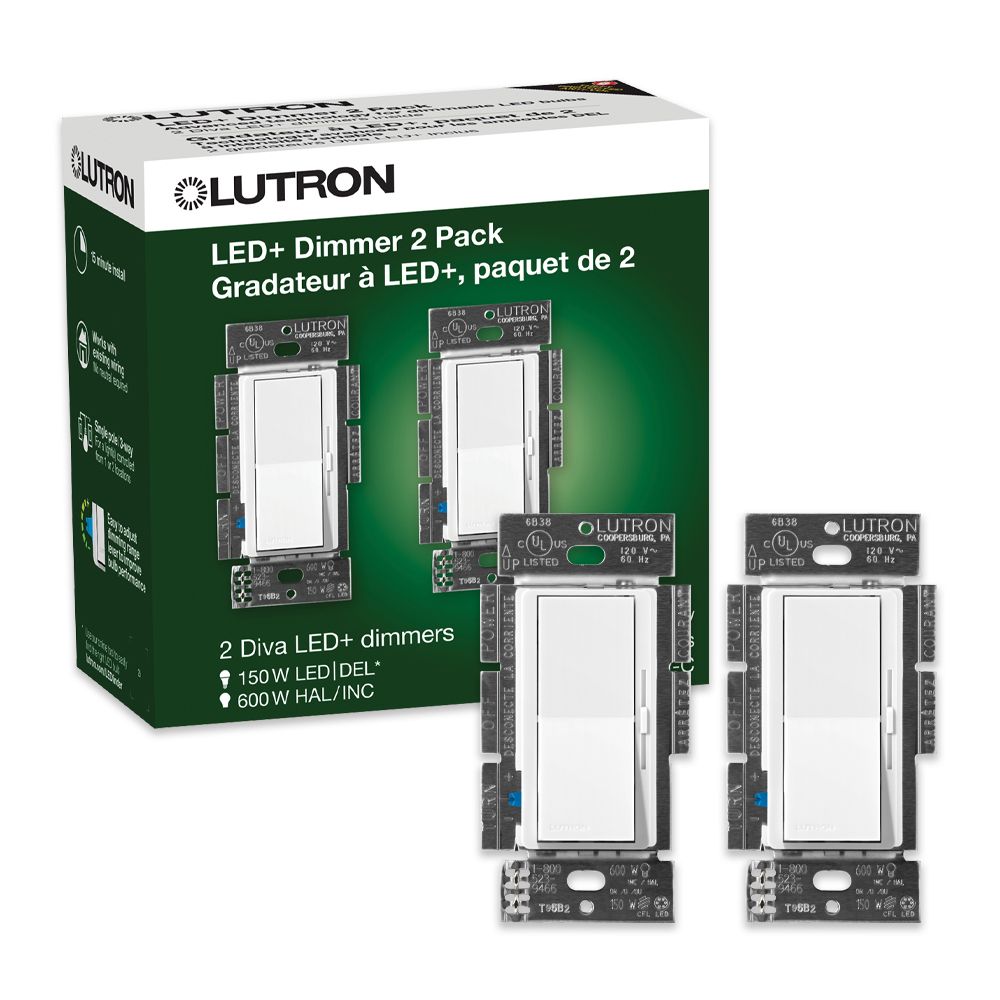 Lutron Diva LED+ Dimmer Switch 2PK for Dimmable LED/Halogen