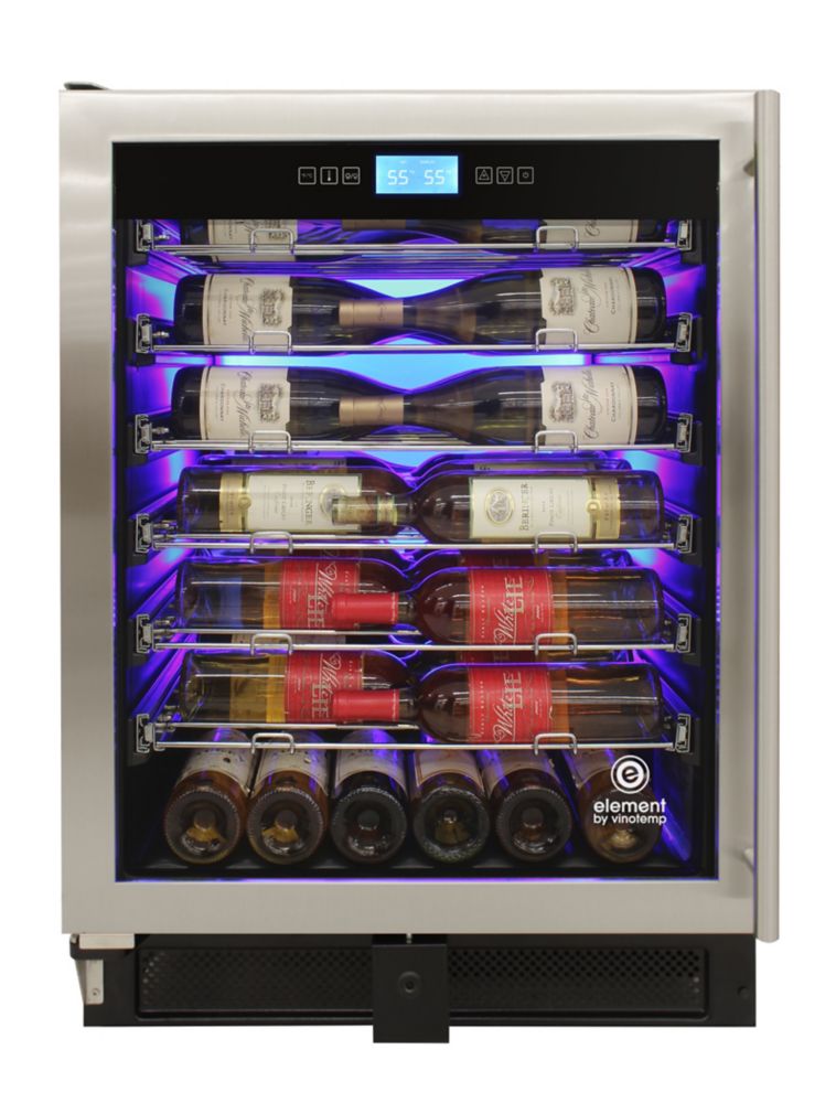 Vinotemp 24 in. W 41Bottle SingleZone Wine Cooler in Stainless, Left