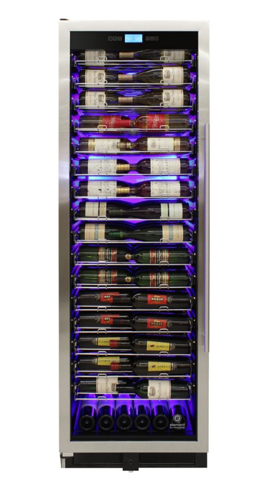 Vinotemp 24 in. W 141Bottle SingleZone Wine Cooler in Stainless, Left