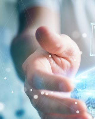 Businessman on blurred background modern smart car interface 3D rendering