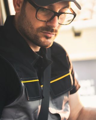 driver in a delivery van