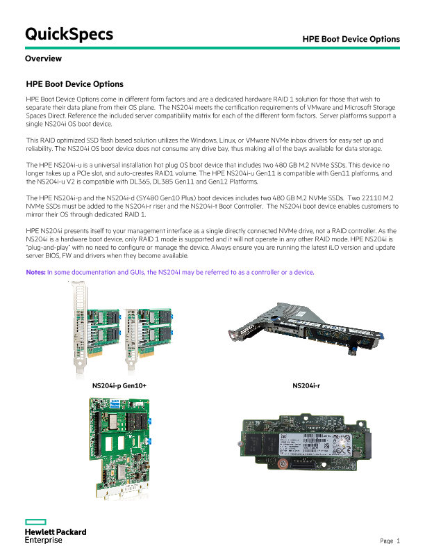 Hpe Os Boot Devices Quickspecs A00094638enw Pdf