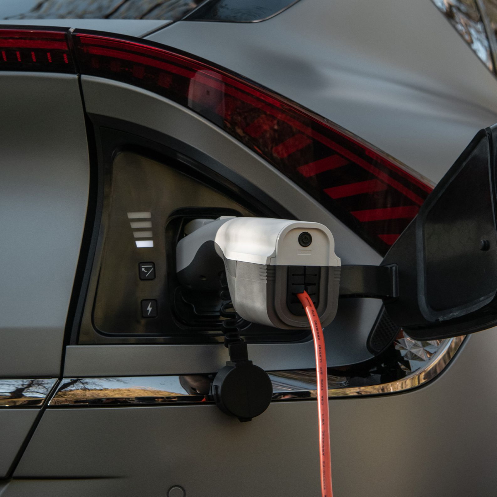 2024 Kia EV6 Utilizing A Webasto Portable Charger System To Charge The Vehicle Close-Up