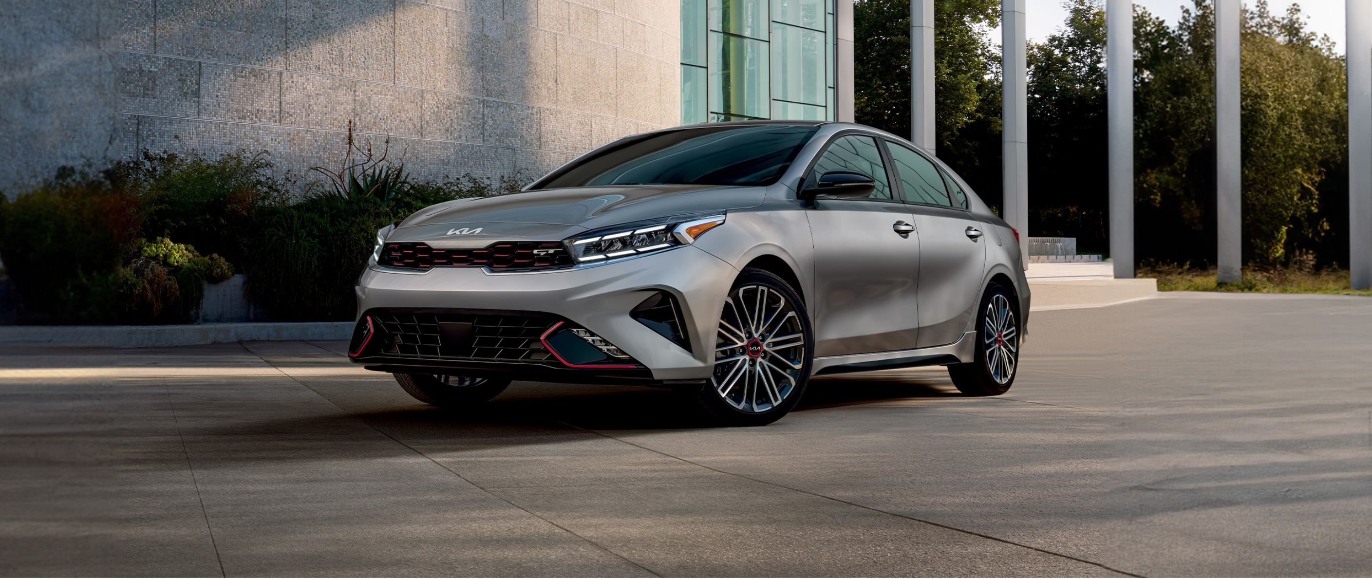 2024 Kia Forte showing front grille and other details, three-quarter view
