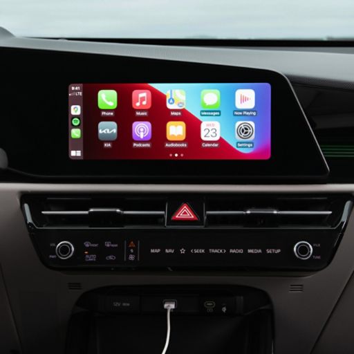 2024 Kia Niro EV Utilizing Entertainment Features On The Dual-Panoramic Display Close-Up
