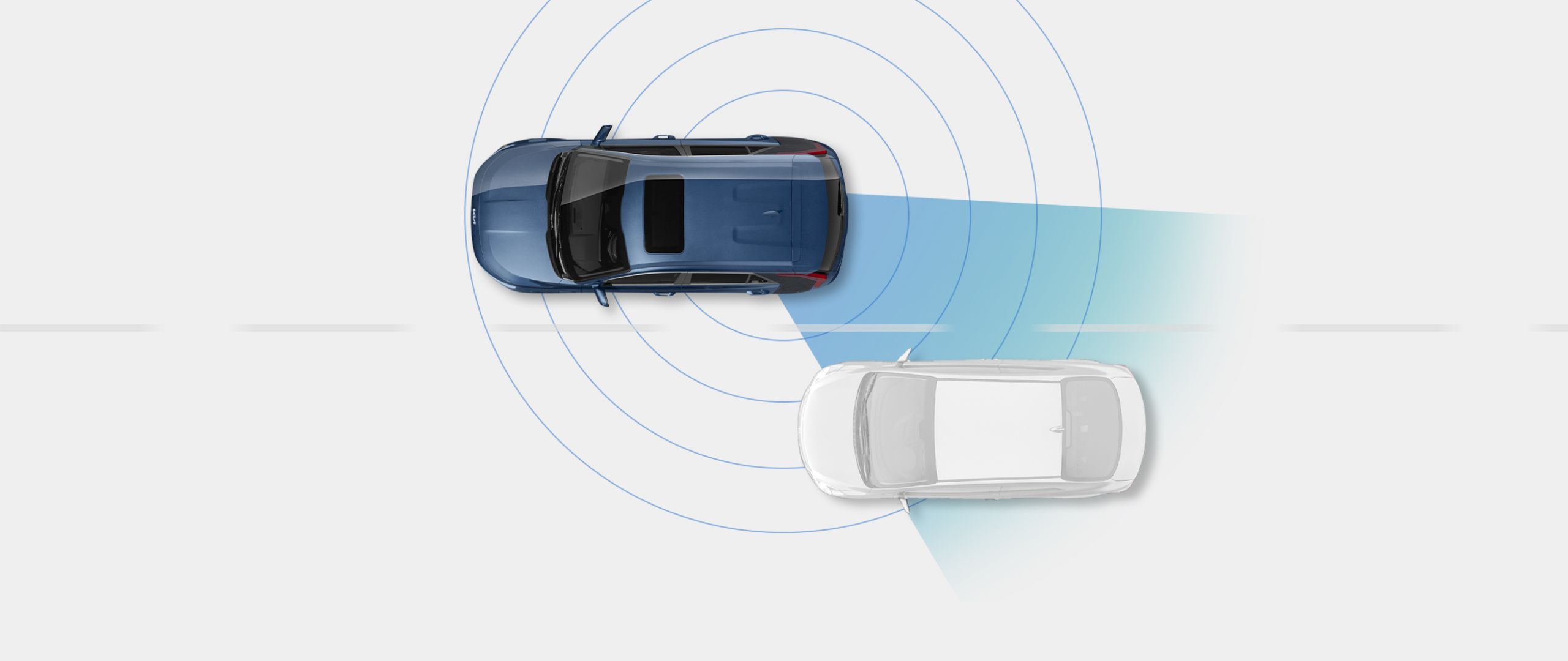  Technical diagram demonstrating the blind spot detection of the Kia Niro Hyrbid 