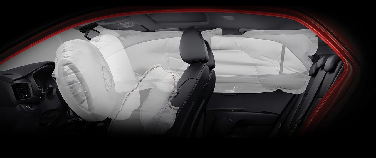 Kia safety features, advanced airbag system visualization