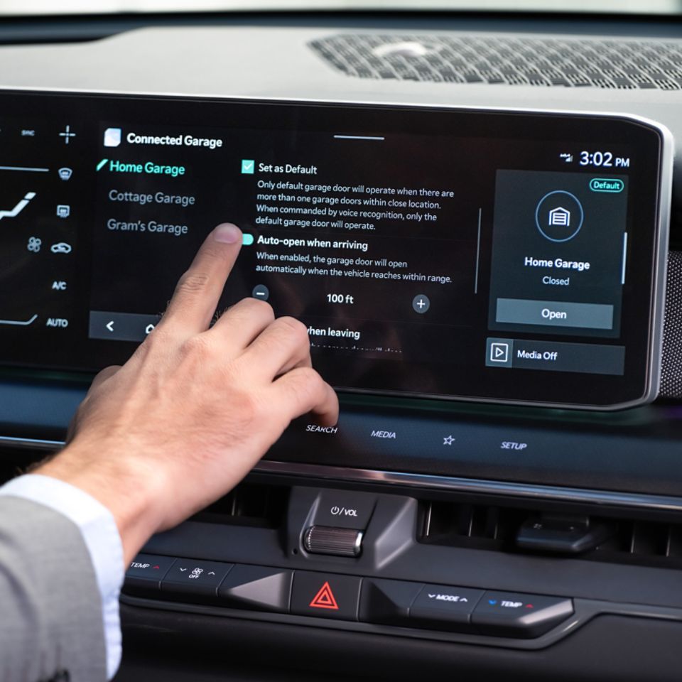 Kia myQ Connected Garage Feature being used on the digital display (Coming Soon)