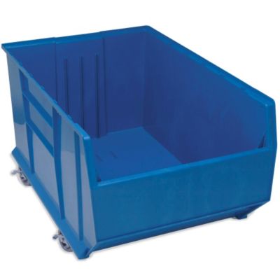 Quantum Pallet Rack Bins   23 7/8 X41 7/8 X17 1/2   With Casters   Blue