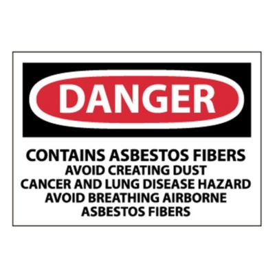 Nmc Hazardous Materials Label   Contains   Contains Asbestos Fibers Avoid Creating Dust Cancer And Lung Disease Hazard Avoid Breathing Airborne Asbestos Fiber (Vinyl Label)