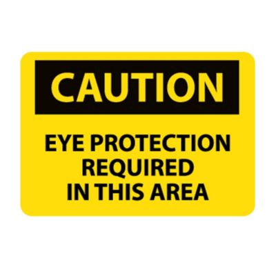 Nmc Osha Compliant Vinyl Caution Signs   14X10   Caution Eye Protection Required In This Area