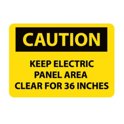 Nmc Osha Compliant Vinyl Caution Signs   14X10   Caution Keep Electric Panel Area Clear For 36 Inches