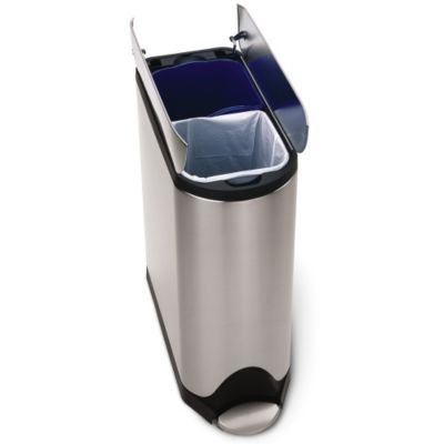 Simplehuman Stainless Steel Butterfly Step Cans   Recycler Can   Two 5.3 Gal. Capacity Buckets   Stainless Steel