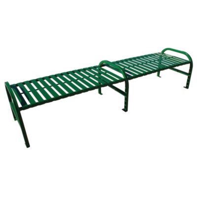 Witt Backless Steel Benches   Bench With Straight Arms And Armrest   96X25x20 1/2   Green