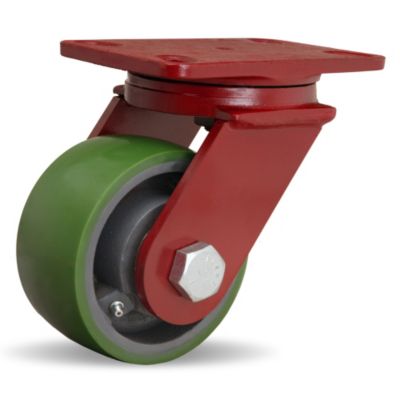 Hamilton Forgemaster Casters   5Dia.X2.5W Polyurethane Wheel   1 Straight Roller Bearing   Swivel   Green