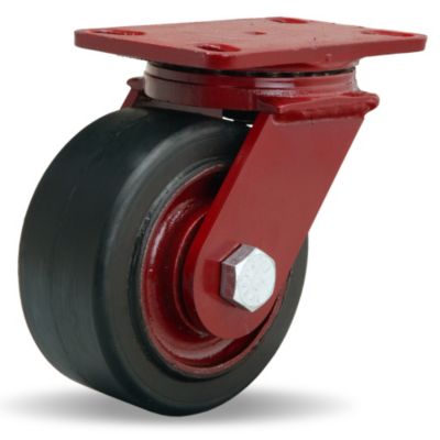 Hamilton Forgemaster Casters   6Dia.X3W Rubber Wheel   1 Straight Roller Bearing   Swivel