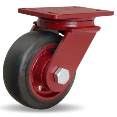 Hamilton Forgemaster Casters   6Dia.X2.5W Mold On Rubber Wheel   1 Straight Roller Bearing   Swivel