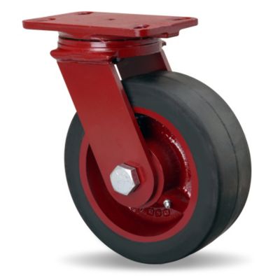 Hamilton Forgemaster Casters   8Dia.X3W Mold On Rubber Wheel   1 Straight Roller Bearing   Swivel