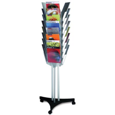 Paperflow Three Sided Literature Rack   25X22x65 3/4   Silver