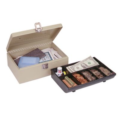 Steelmaster Cash Box With Locking Latch   8 1/2 X7 3/4 X4   Sand