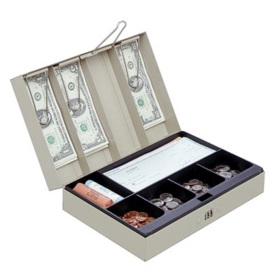 Steelmaster Cash Box With Combination Lock   11 1/4 X7 1/2 X3 1/8   Sand