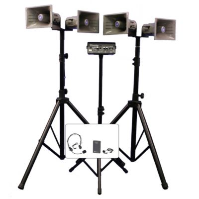 Amplivox Wireless Quad Horn Half Mile Hailer Kit   Deluxe Kit   Black