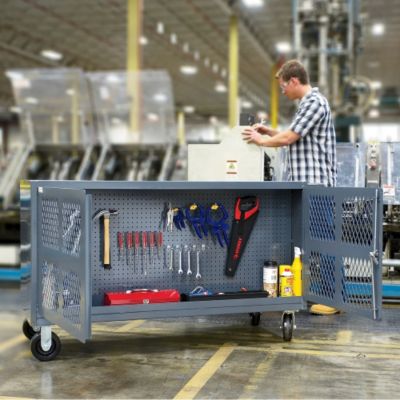 Relius Solutions 2-sided Mobile Maintenance Cart – 1 Side Louvered ...