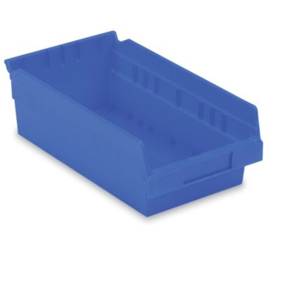 Lewisbins+ Shelf Bins   6 5/8Wx11 5/8Dx4H   Blue   Blue   Lot of 12