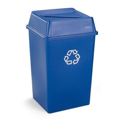 Rubbermaid Square Recycling Container   35 Gallon Capacity   Blue