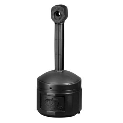 Justrite Cease Fire Cigarette Butt Receptacle   16 1/2 Dia.X38 1/2H   4 Gallon Capacity   Black   Black