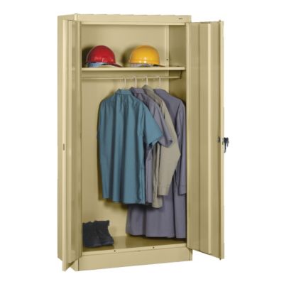 Tennsco Wardrobe Cabinet   36Wx18Dx72H   Unassembled   Putty   Putty